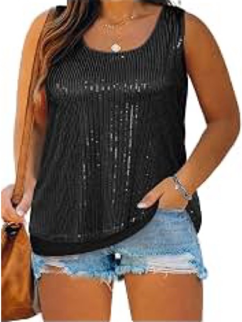 Simply Vera Vera Wang Black Sequin Tank Top XL